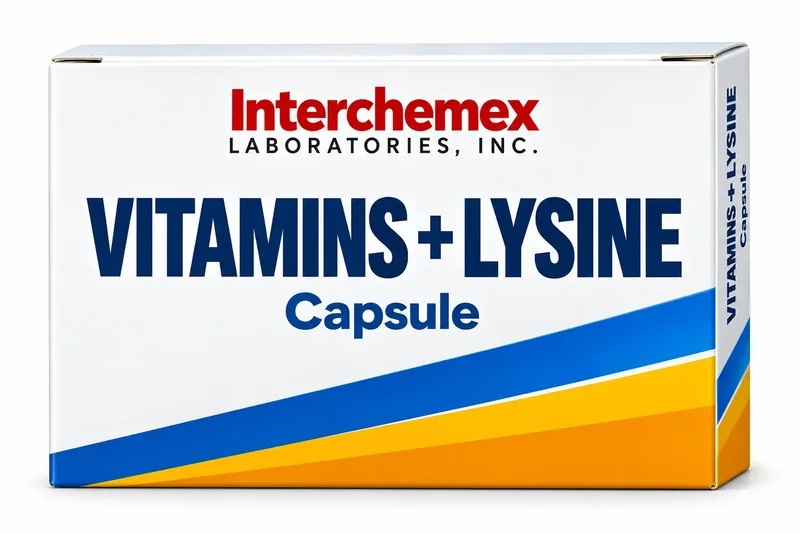 Proposed packaging design for Vitamins + Lysine, capsule